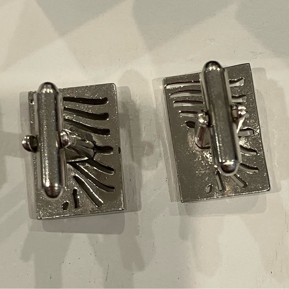 Silver Rectangle Cufflinks View 4